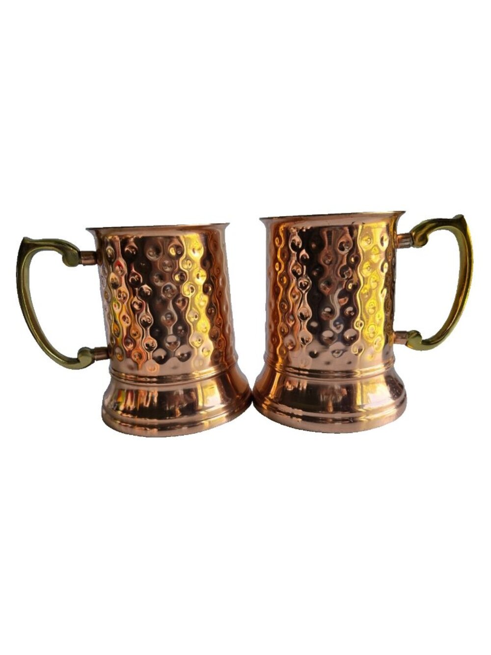 Two Hammered Copper Large Beer Stein Drinkware with Lining Made in India